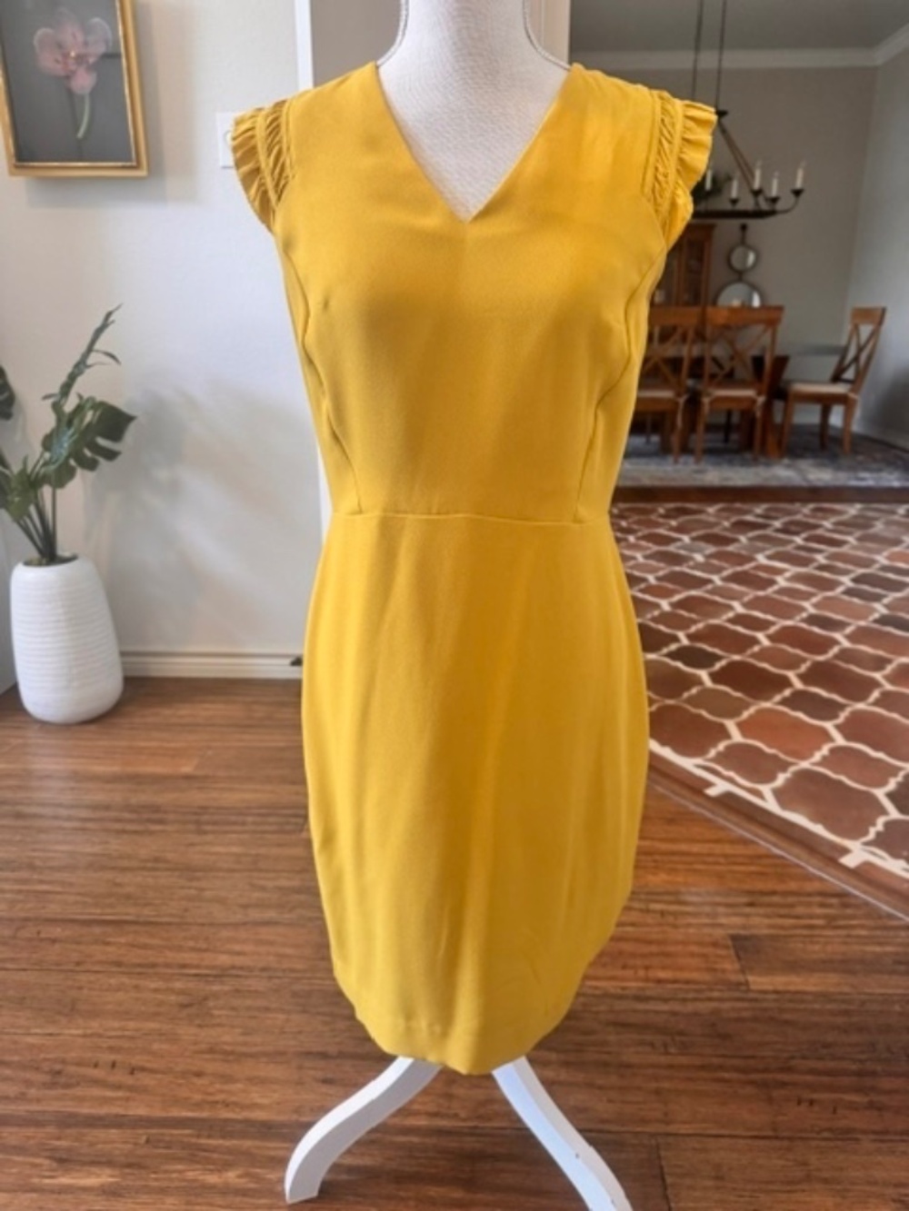 Ann Taylor Fall Mustard Dress - 4 Petite NWOT